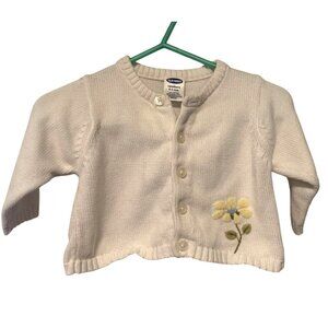 Vintage Old Navy Girls Infant Baby Size 0 3 Months White Button Up Cardigan Swea